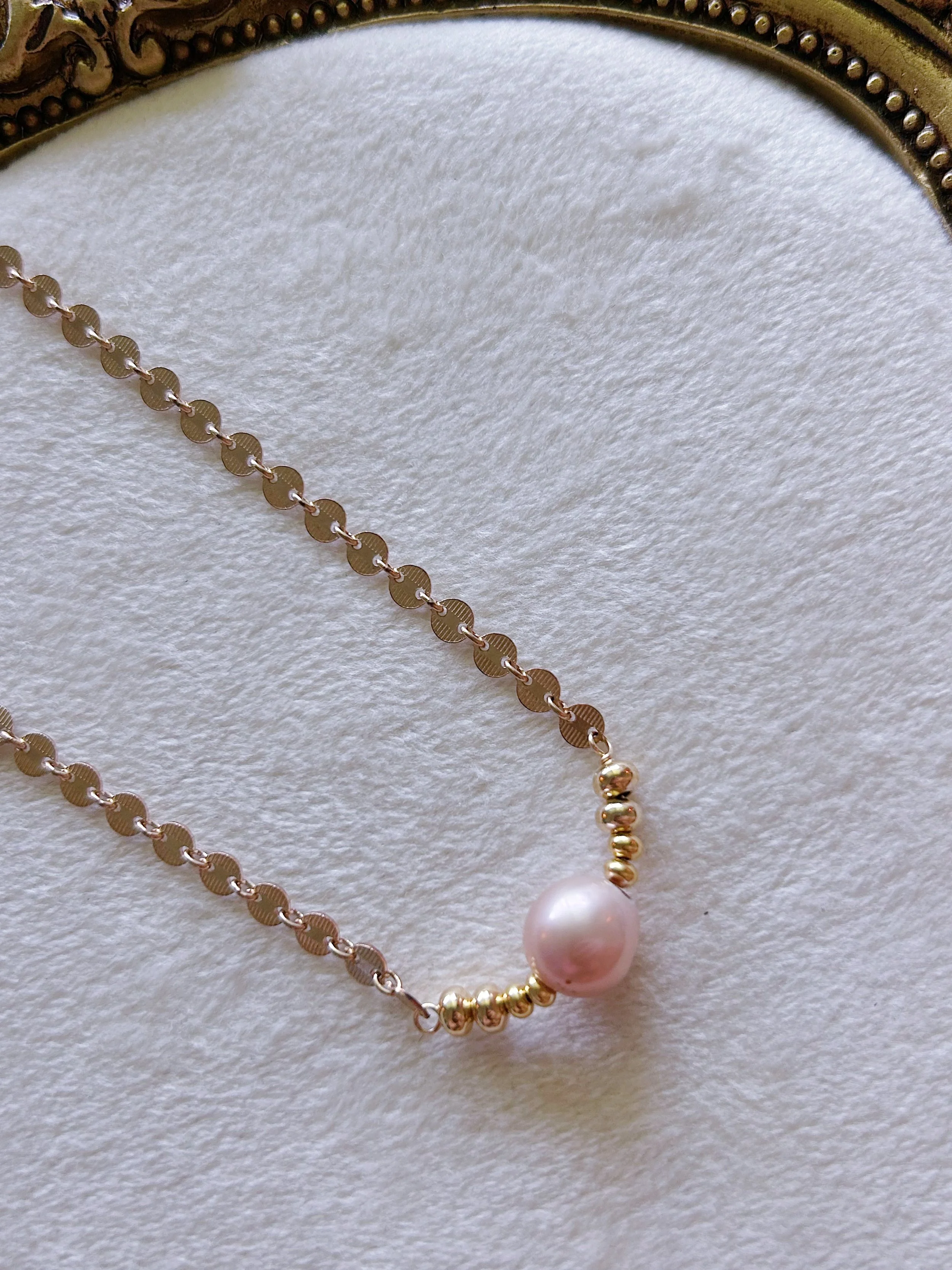 Satellite Pearl Necklace with Gold Beads