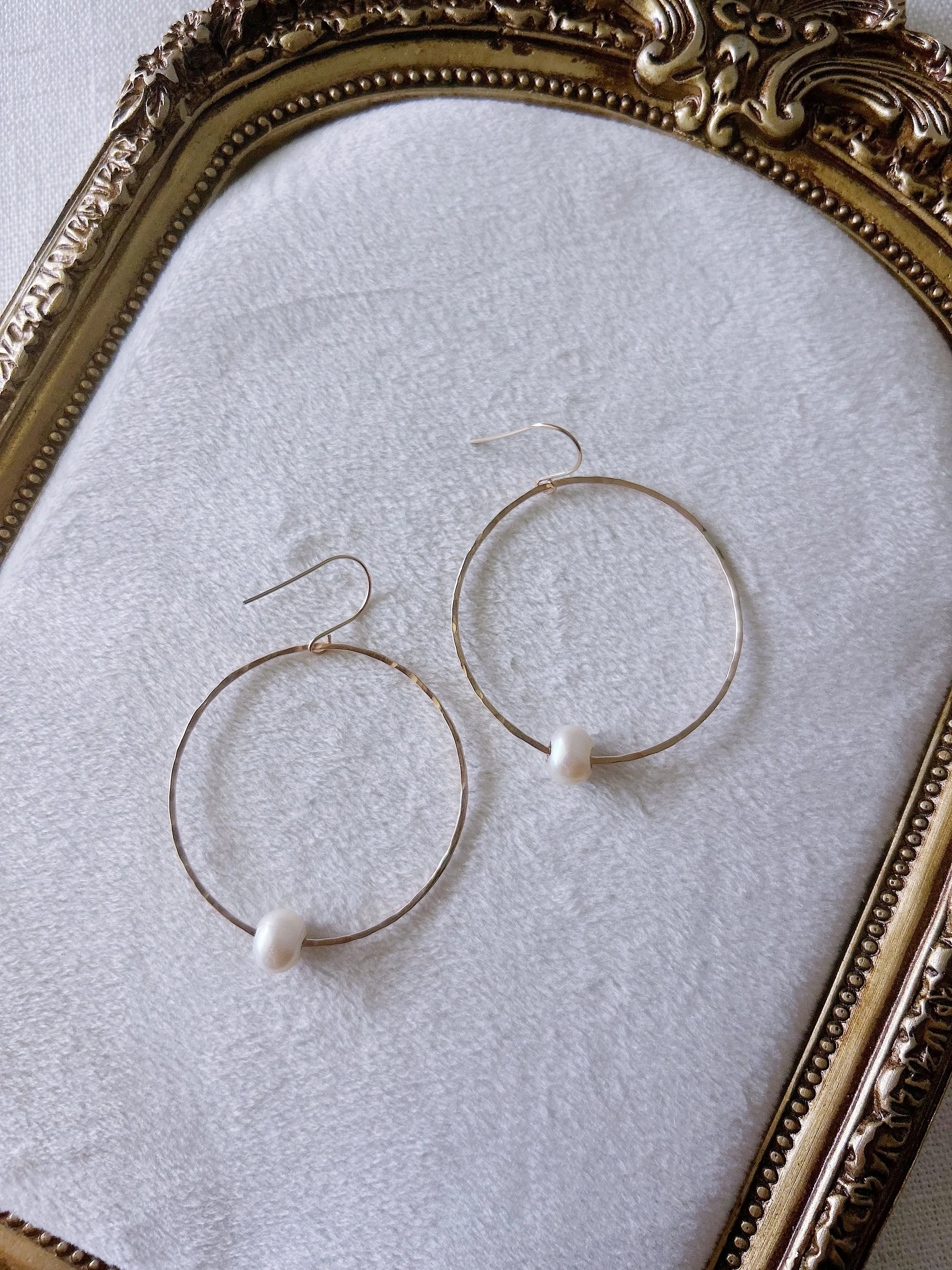 White Freshwater Pearl Hoops