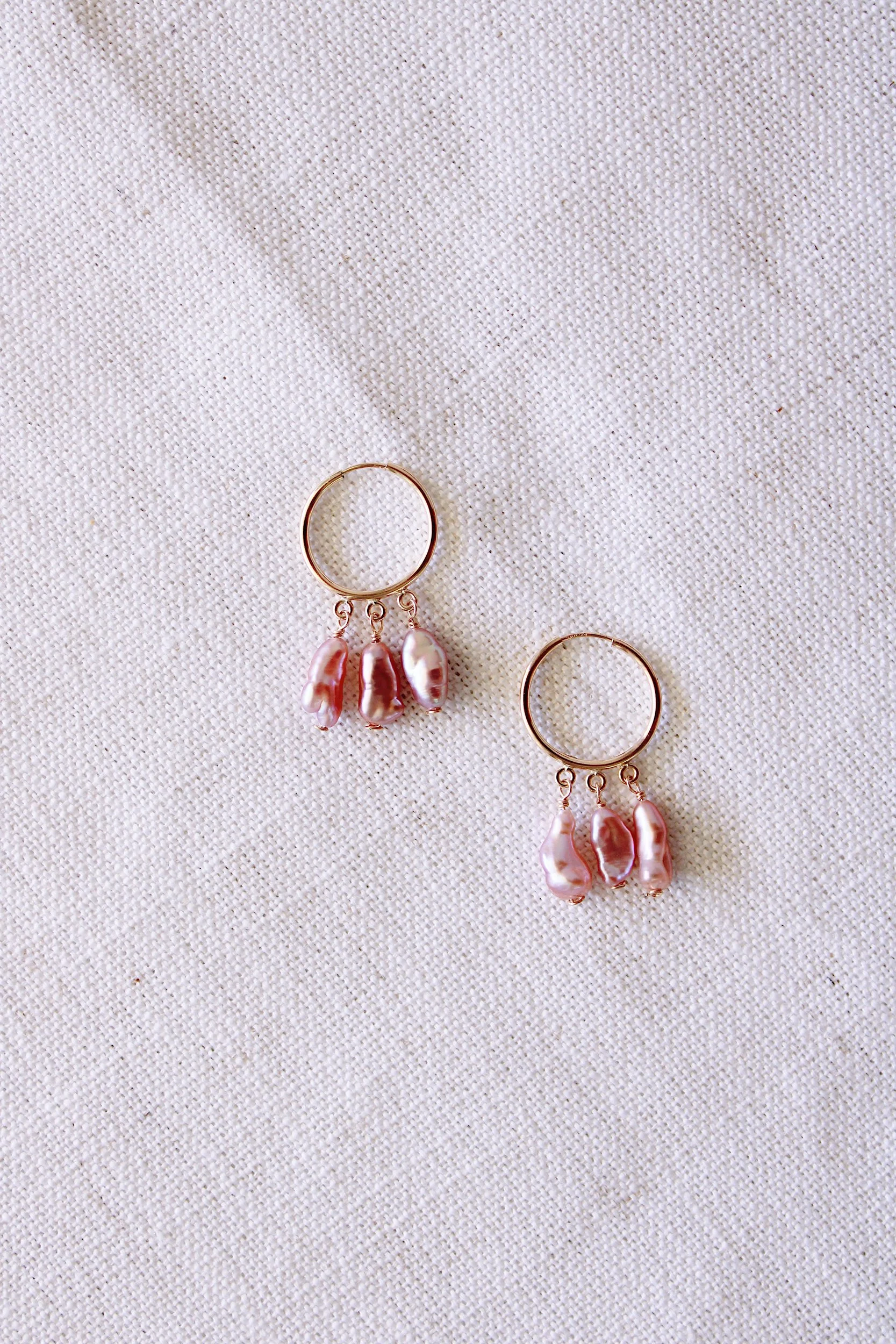 Triple Keshi Earrings