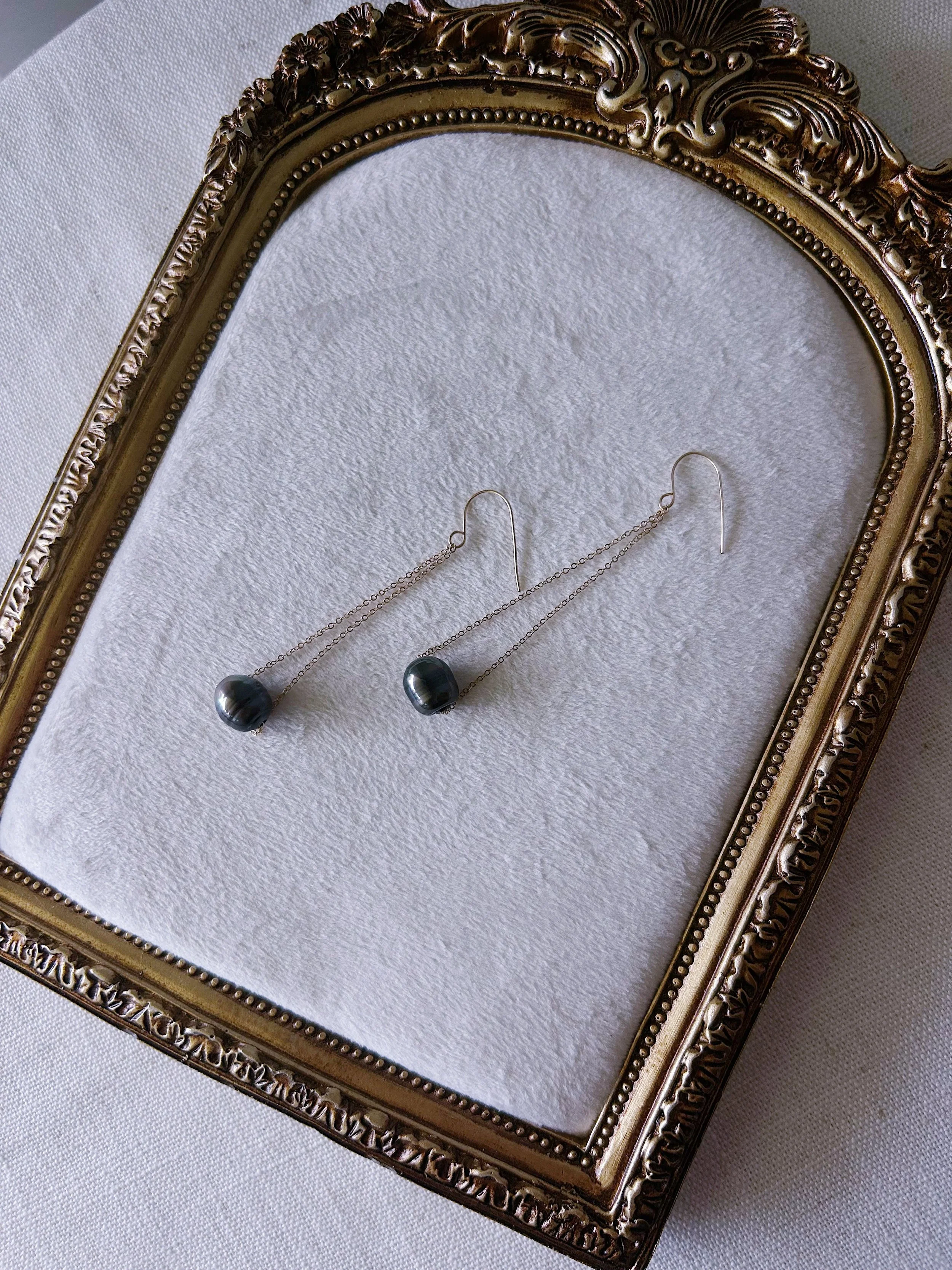 Infinity Chain Tahitian Pearl Earrings