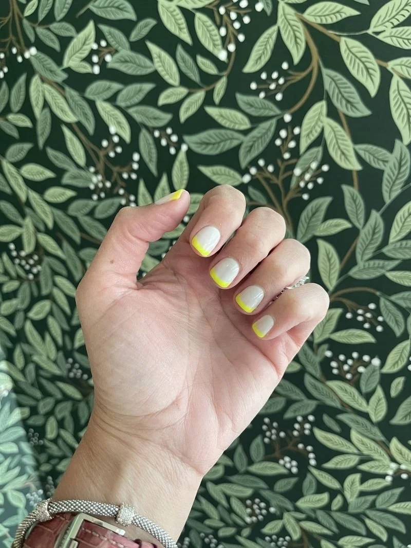 Neon yellow french tips.