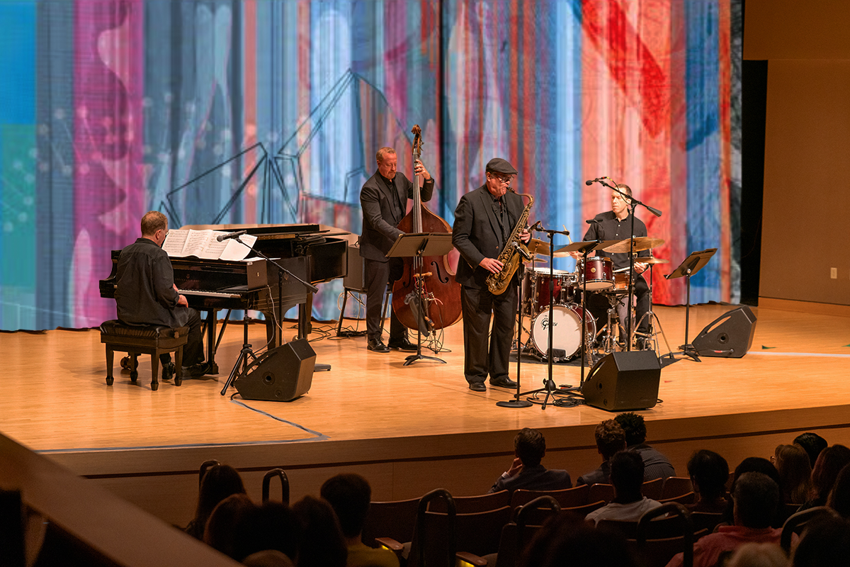 Double Vision jazz ensemble performing live at the Supple Series concert in Austin, Texas, March 31, 2025.