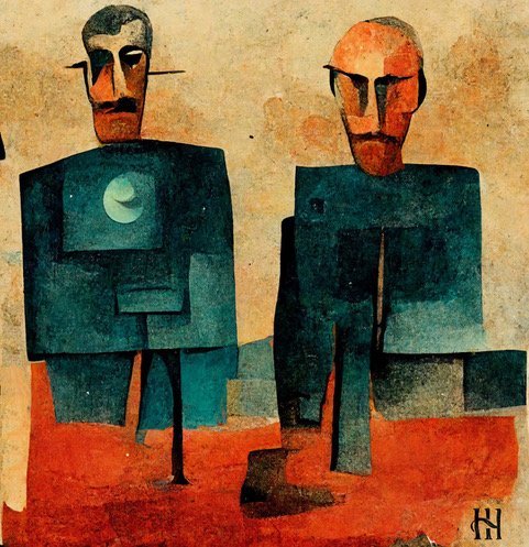 Double Vision II: A Musical Duet in Color
A striking double portrait of John Mills and Hank Hehmsoth,
capturing their dynamic collaboration through bold hues
and expressive forms.
