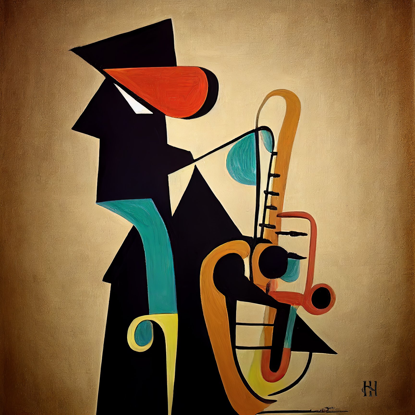 Cubist Portrait of John Mills
A Picasso-inspired reconstruction of John Mills—deconstructing
his saxophone and face into geometric harmony,
reflecting the structure and complexity of his music.