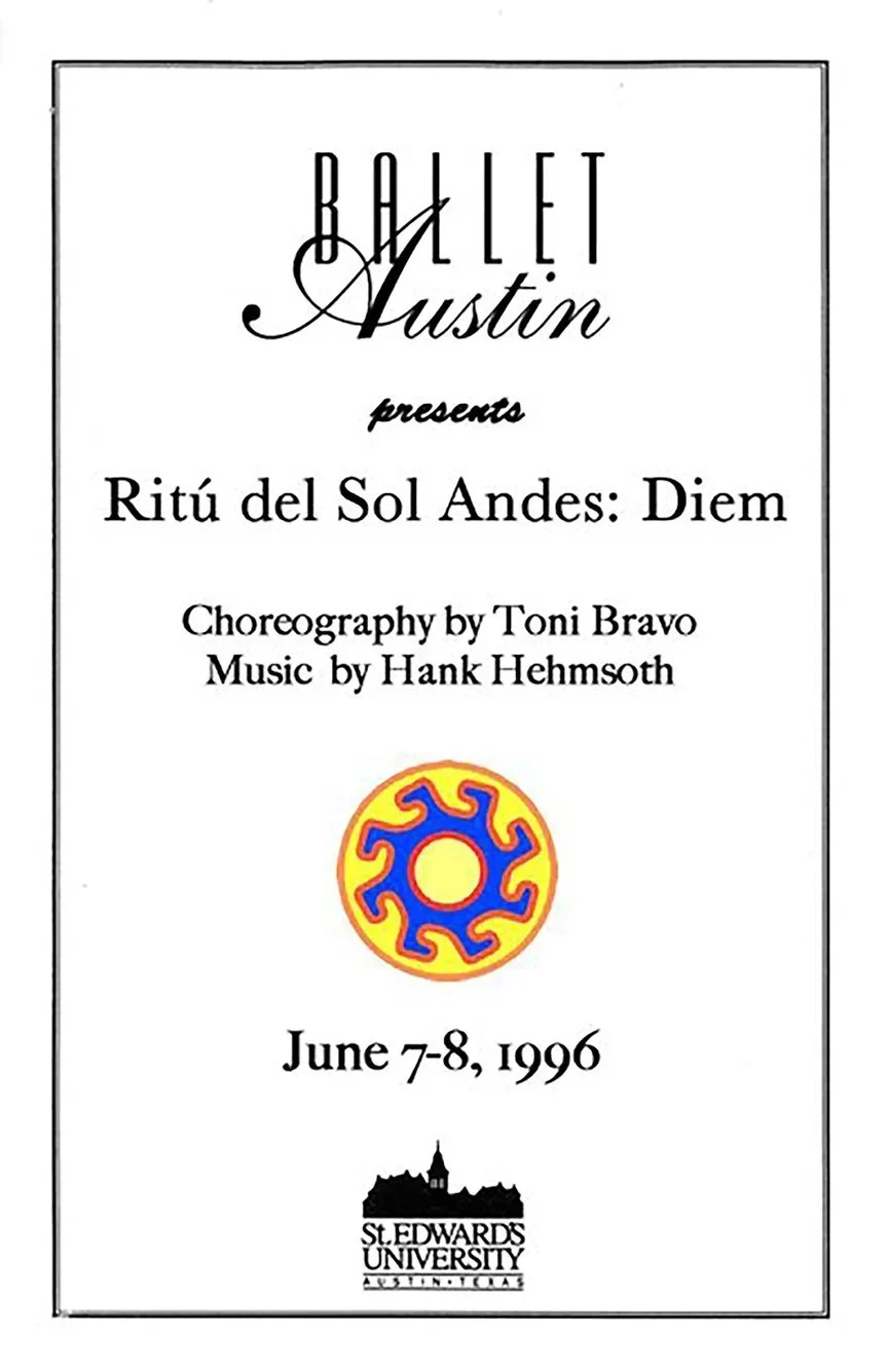 Ritu del Sol Andes Diem ballet by composer Hank Hehmsoth for Ballet Austin world premiere program cover 1996