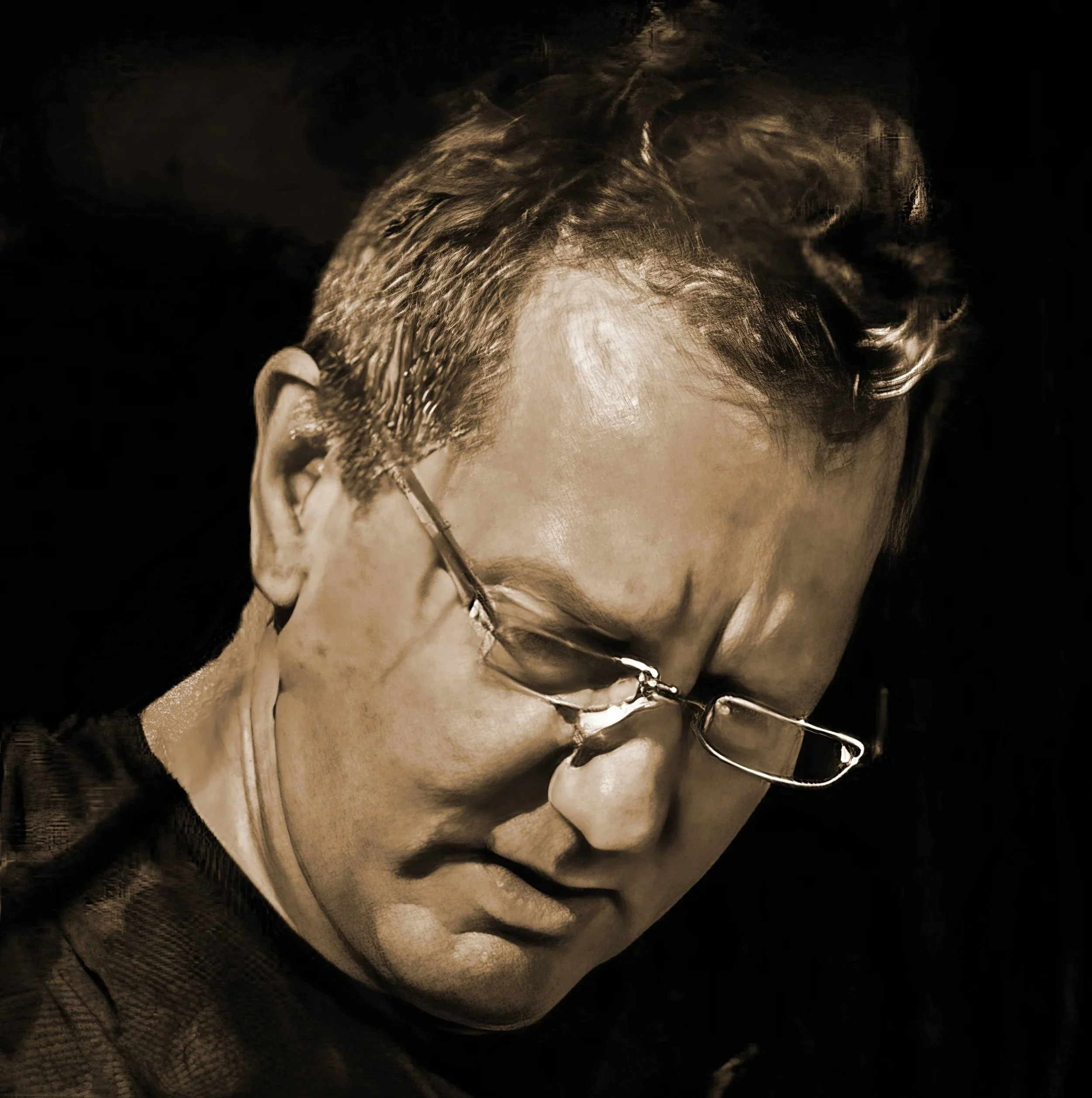 Portrait of jazz pianist and composer Hank Hehmsoth.