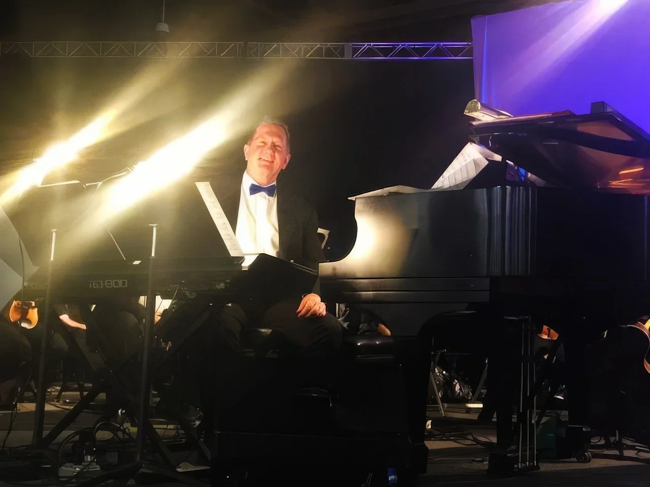 Hank Hehmsoth onstage as piano soloist for La La Land in Concert with the Austin Symphony Orchestra