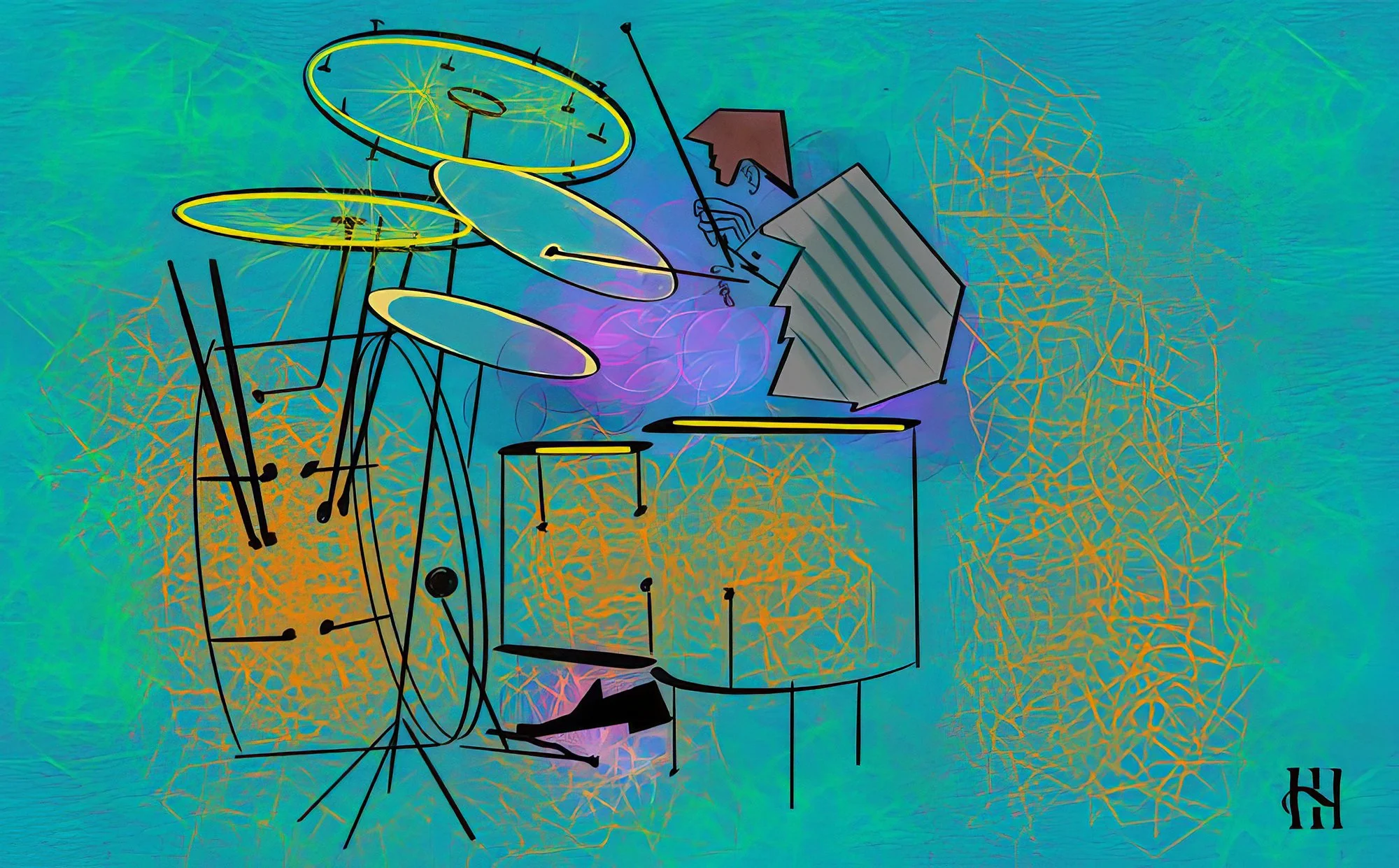 Jazz Drummer (Aaron Easley)
Giclée on canvas, 2026
© Hank Hehmsoth