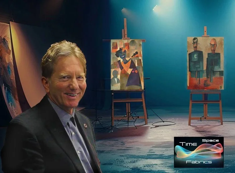 Studio
In the studio with abstract paintings
from the Time Space Fabrics series.