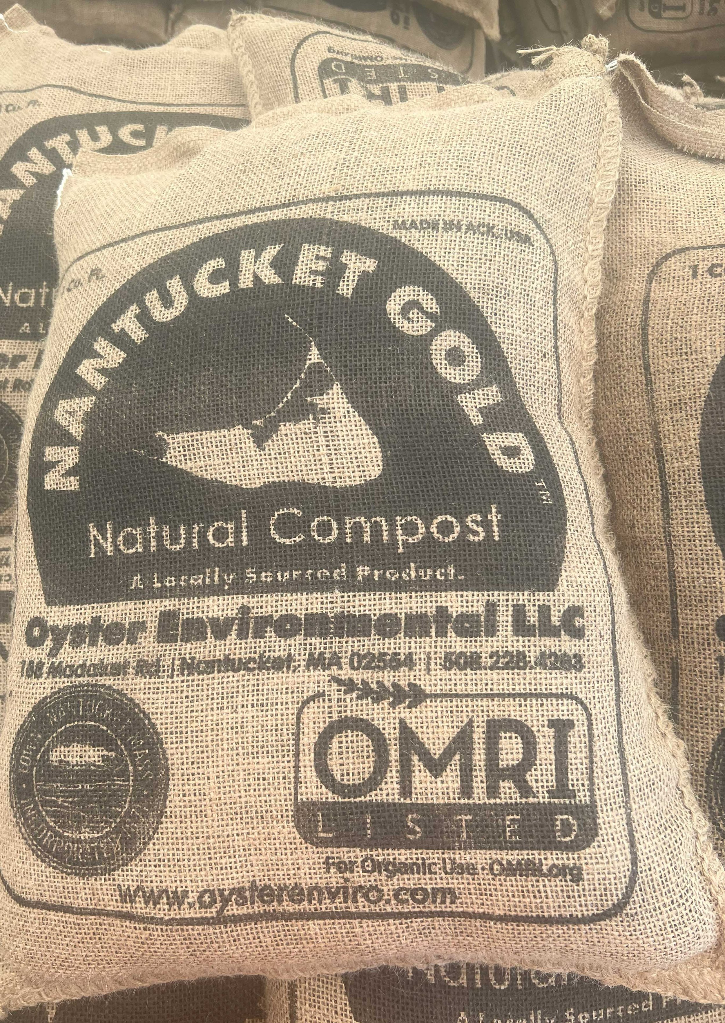 All natural organic compost burlap bag Nantucket Gold Omri listed