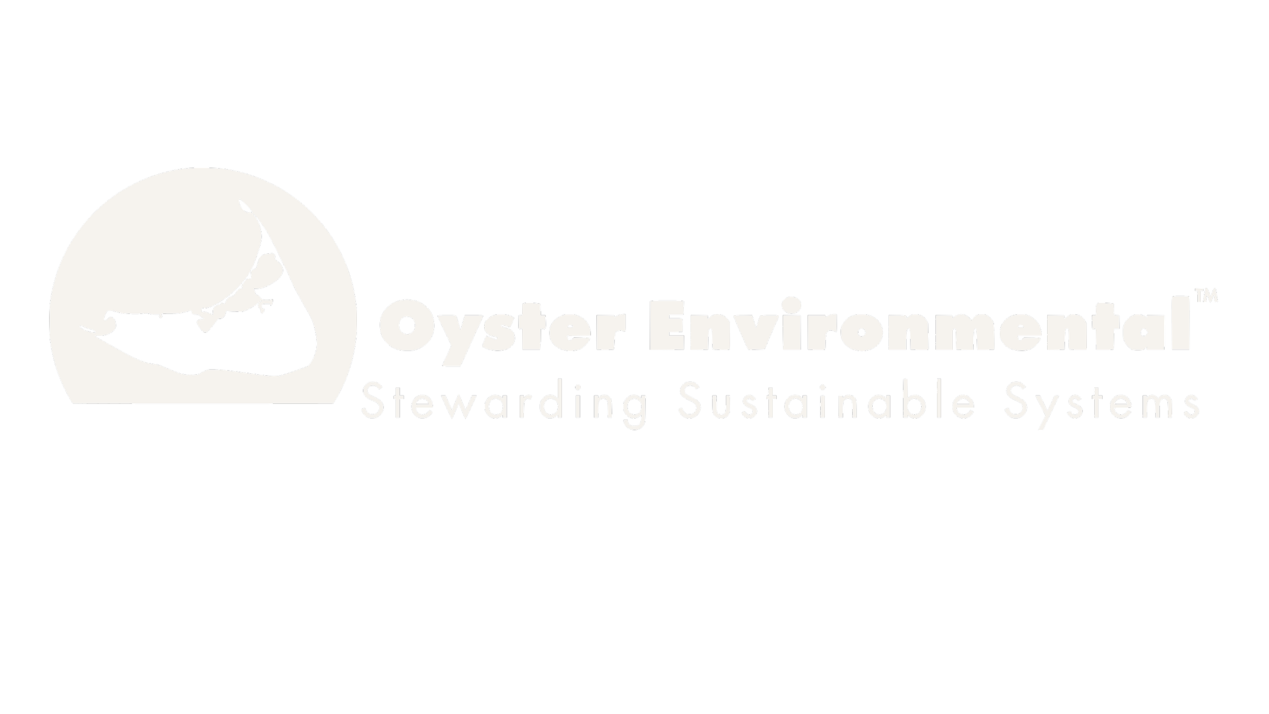 Black and white logo with a stylized oyster shell illustration and the text "Oyster Environmental" and "Stewarding Sustainable Systems".