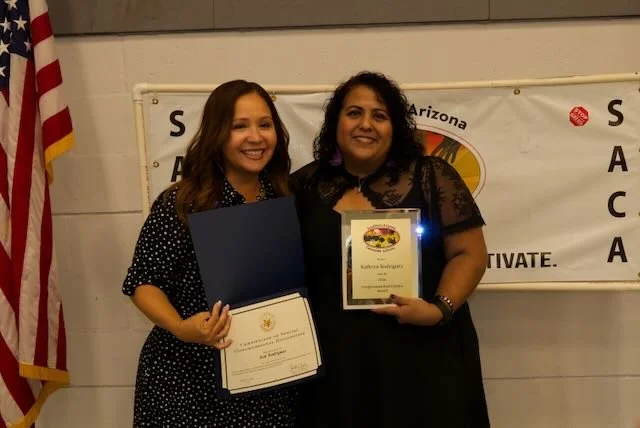 Congressmember Adelita Grijalva presents Award to Kat Rodriguez 