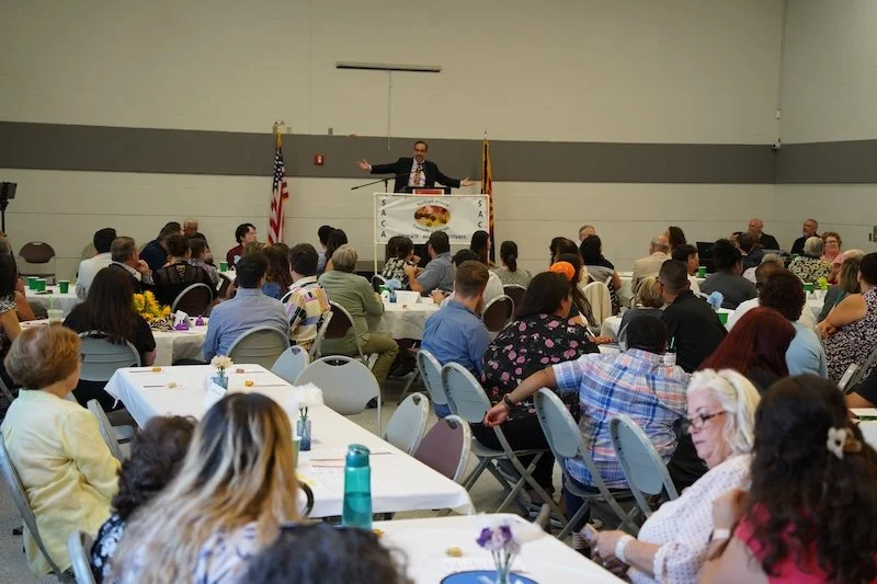 Vince addressing audience