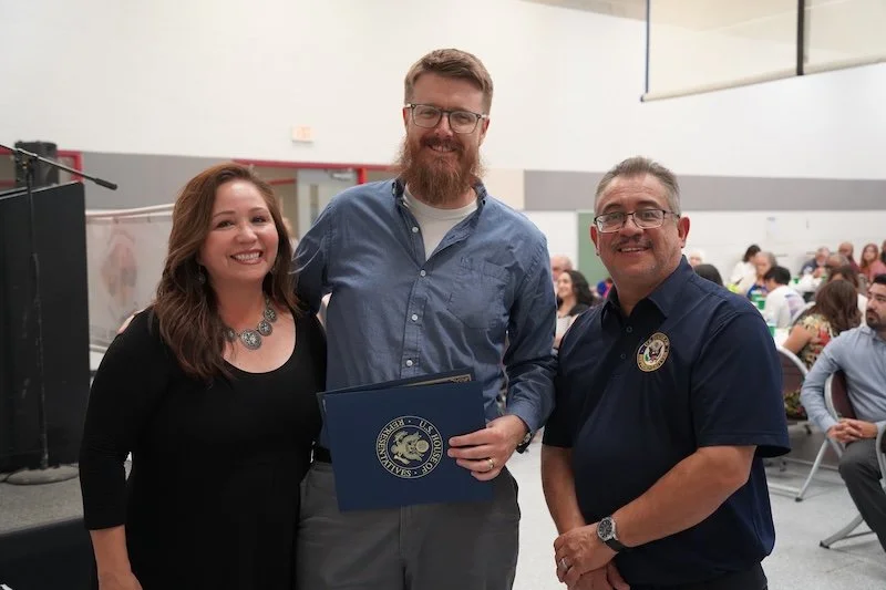 Adelita and Ruben congratulate Ryan Kelly (PALF)