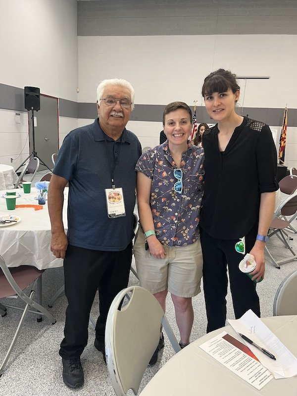 SACA President congratulates Hannah Tanquery, who donated her raffle prize to SACA