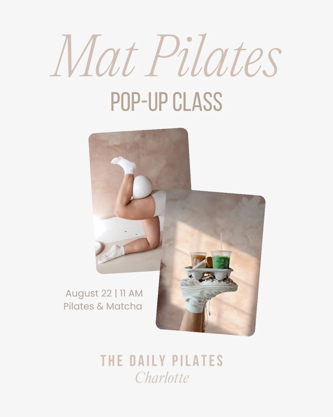 You&rsquo;re invited! Our first Mat Pilates Pop-Up is here 🤍 Join us for a community pop-up class ahead of our grand opening this fall.

August 22 | 11:00 AM

What to expect:

✨ 45-minute Mat Pilates class led by @andreapilattes 
🍵 Matcha by @twocu
