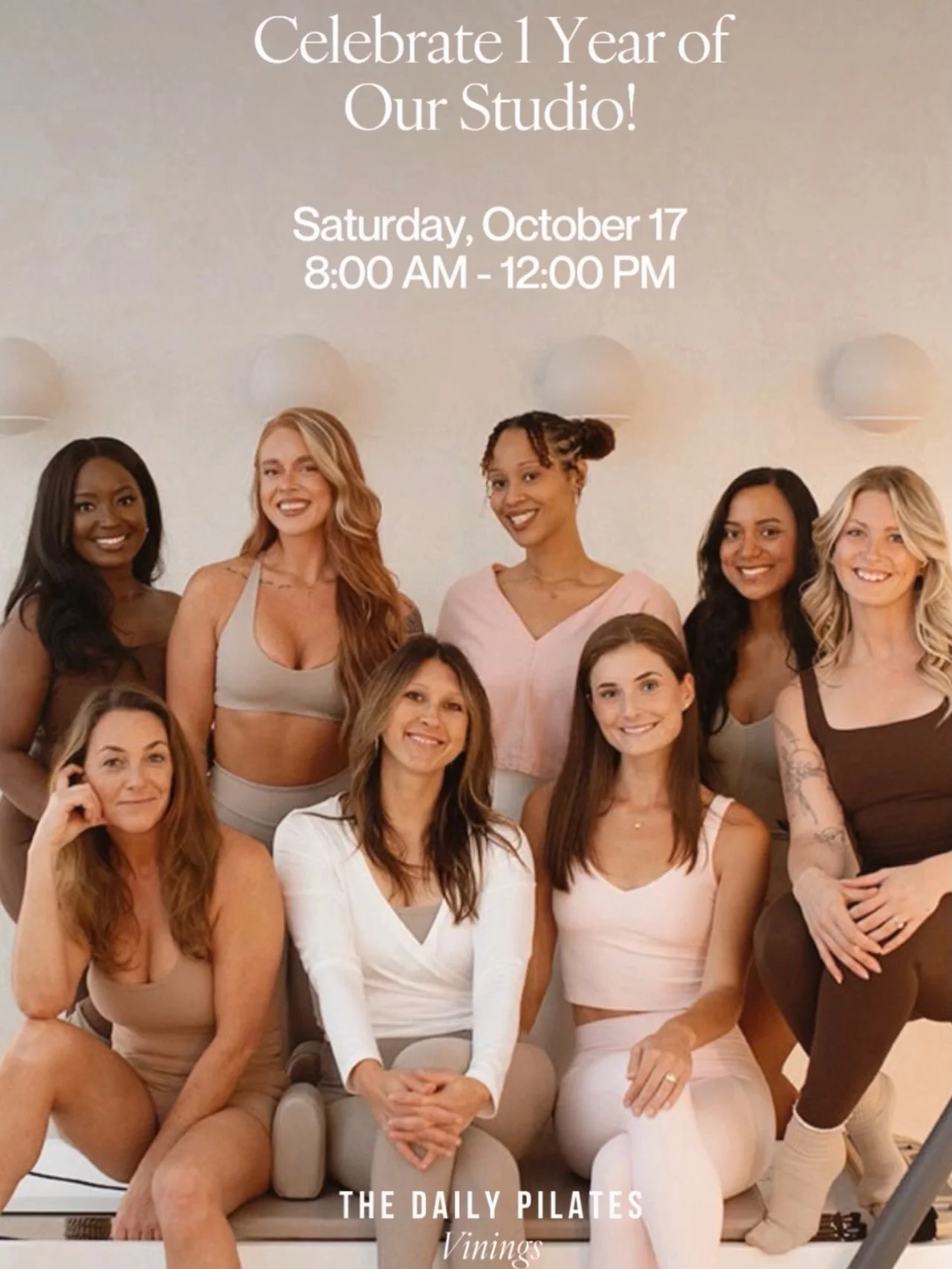 We&rsquo;re celebrating The Daily Pilates Vinings Turning One and we&rsquo;d love for you to join us! 🤍

Come spend your Saturday morning with us on October 17th from 8 AM&ndash;12 PM. Book your favorite class, bring a friend, and stay awhile for a 