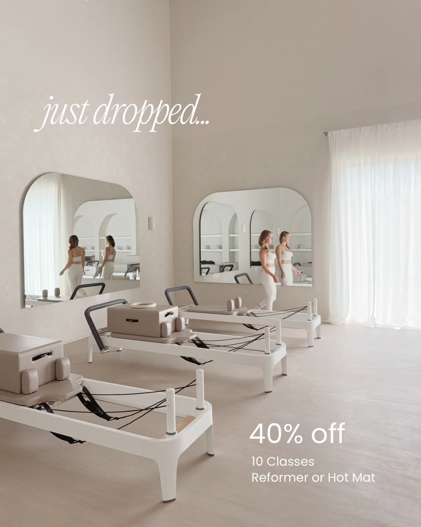 just dropped... 🤎

A little something special before we open our doors!

Enjoy 40% off 10 Reformer or Hot Mat classes for a limited time.

Secure your classes now through the link in our bio. ✨