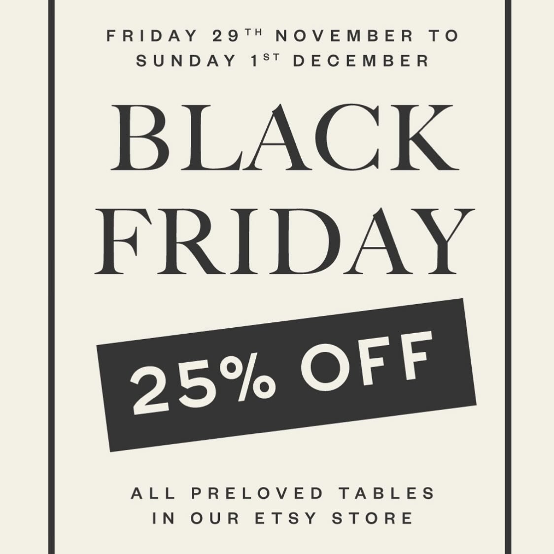 For a limited time, enjoy 25% OFF our stunning preloved round tables on Etsy! ✨

Each table is handcrafted, finished with care, and ready to find a new home. Perfect for creating a warm, inviting space just in time for Christmas! 🎄✨

🖤 Don&rsquo;t 