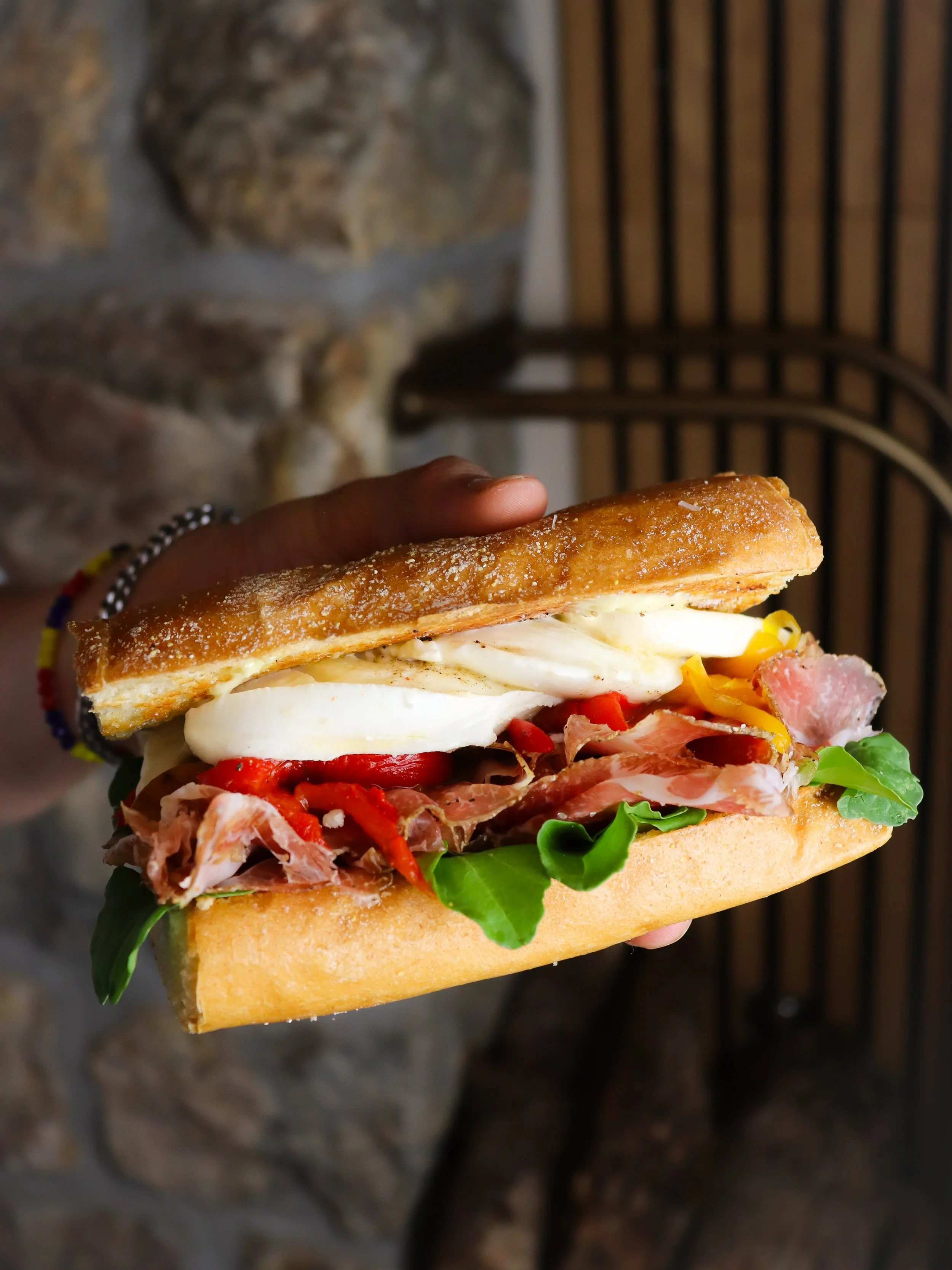 THE PAISANO: A very good reason to take lunch seriously this weekend. 🤌

Toasted ciabatta stacked with capicola, sweet Italian peppers, buffalo mozzarella and arugula, with fries on the side.

A little Italian deli, a little Stella, and absolutely n