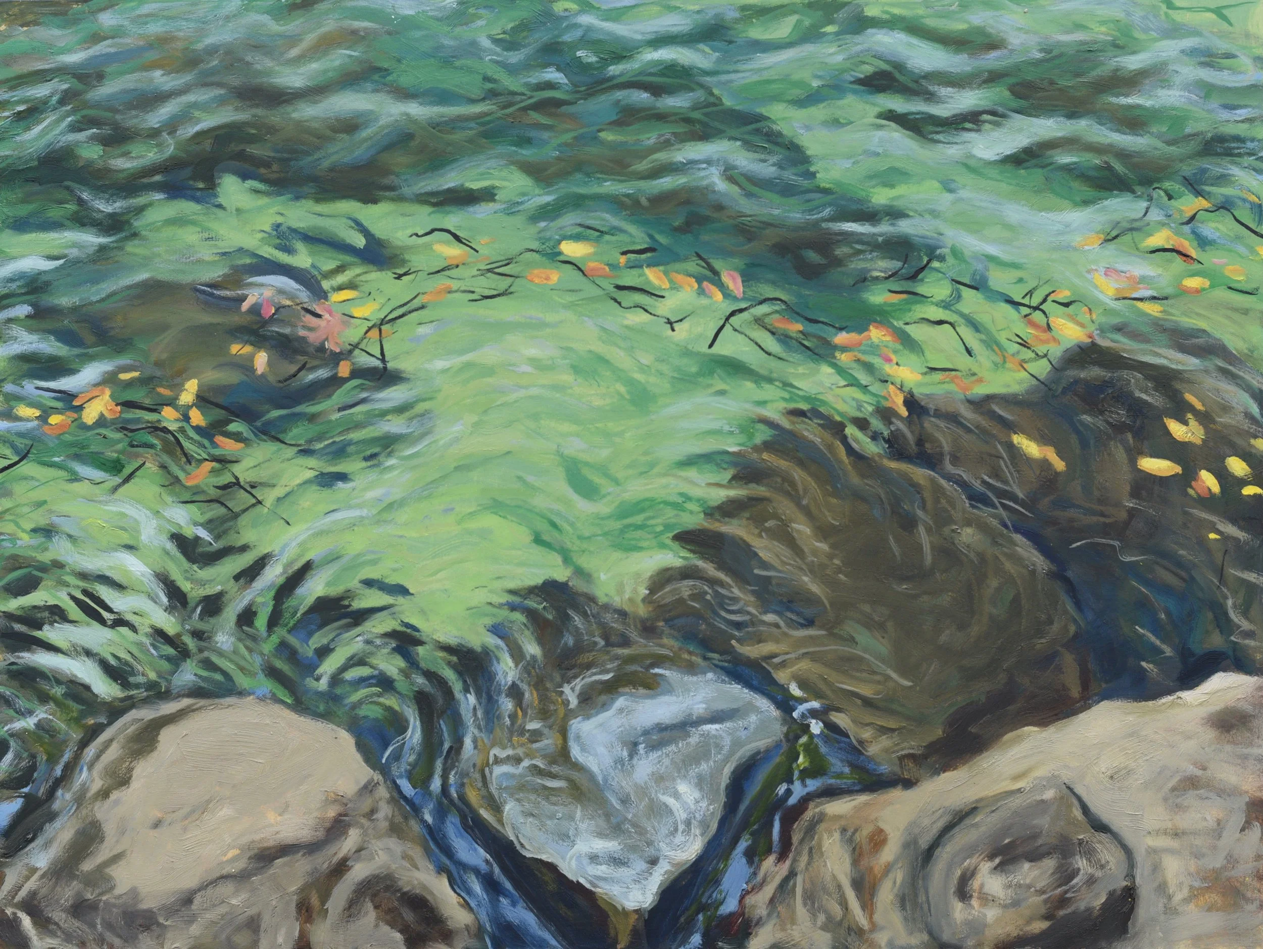 Wreath, 2025, oil on wood, 30" x 40"