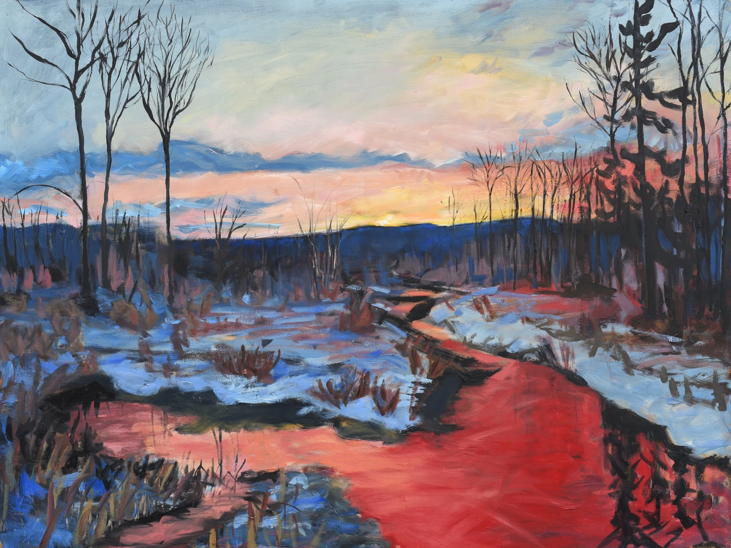 Squalicum Creek at Sunrise, 2024, oil on wood, 30" x 36"