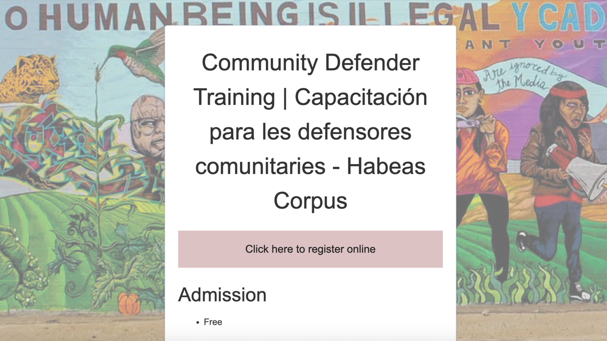 Community Defender Training | Capacitación para les defensores comunitaries - Habeas Corpus