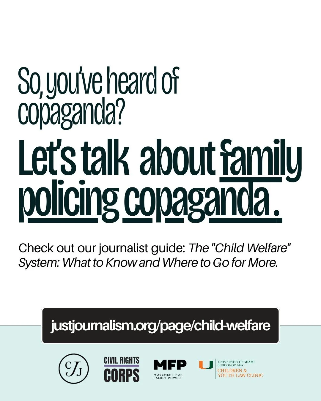 So, you&rsquo;ve heard of copaganda? Let&rsquo;s talk about family policing copaganda. ⬆️

Journalists have enormous influence over public policy and understanding of the family policing system. Yet for decades, coverage has relied on copaganda-style
