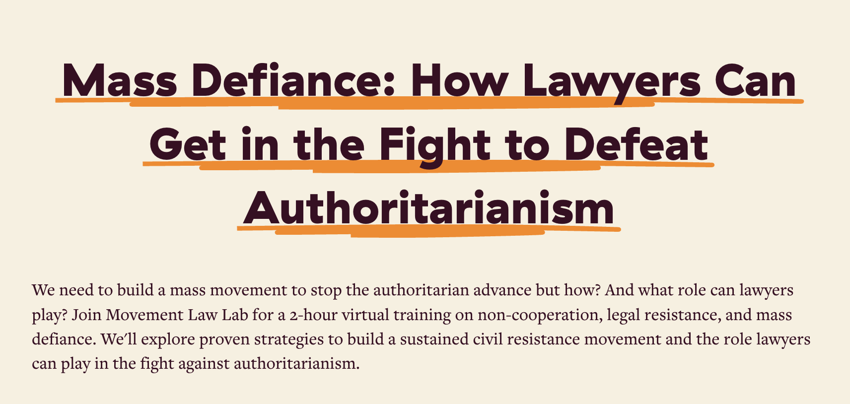 Movement Law Lab: Mass Defiance: How Lawyers Can Get in the Fight to Defeat Authoritarianism