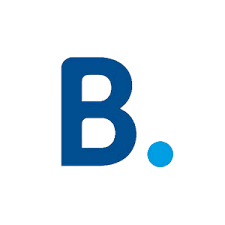 Blue letter B with a period on a white background. Booking.com logo.