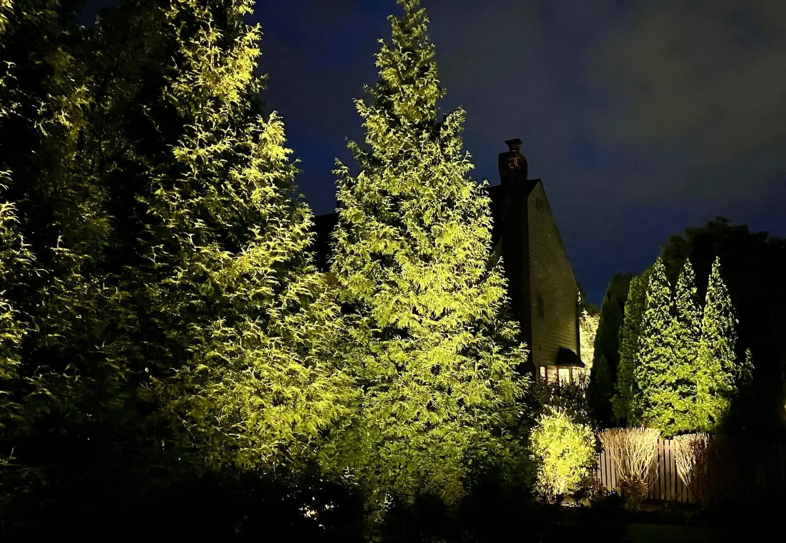 Backyard illumination warmly increases the size of the space.