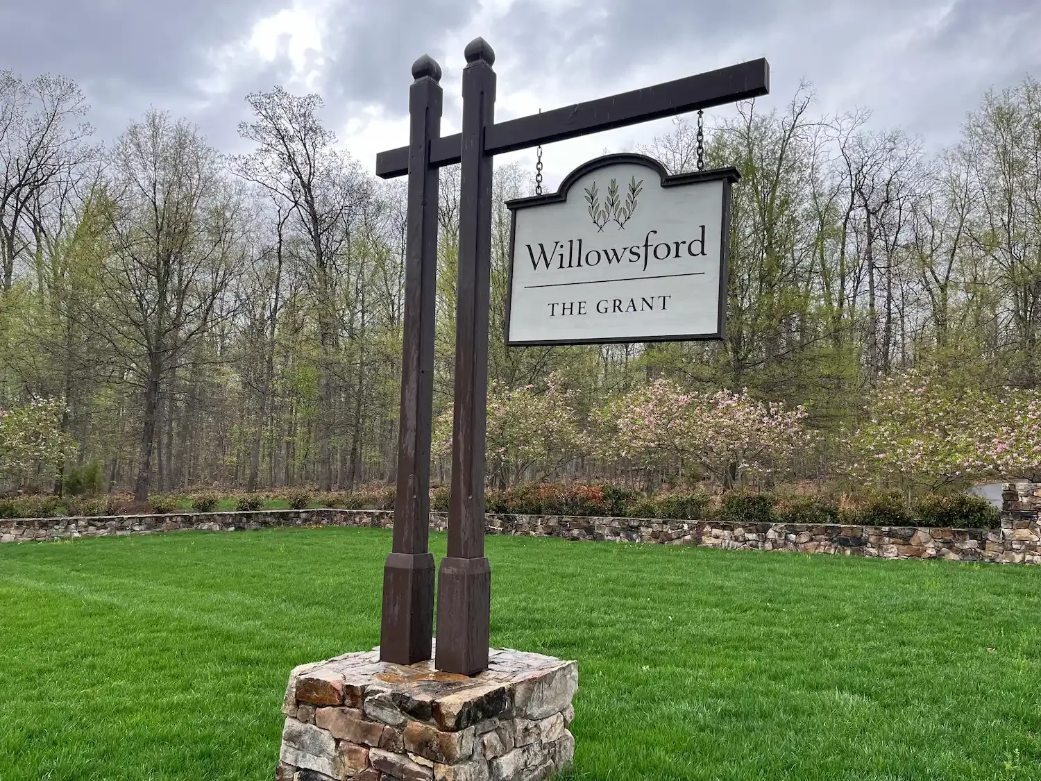 Welcome sign at Willowsford The Grant, a community in Northern Virginia