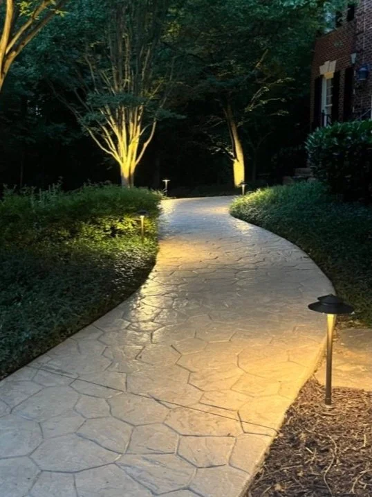Outdoor pathway lighting at a Leesburg, VA home enhances home security and visibility at night