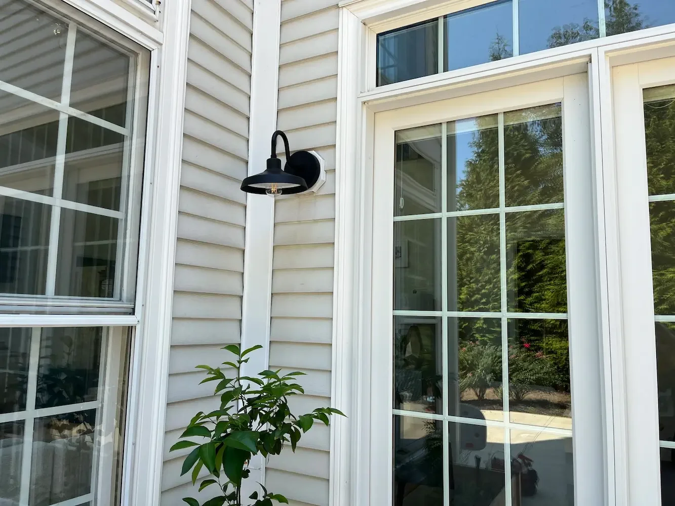 Fixture modernization gives this entrance a sleek upgrade.