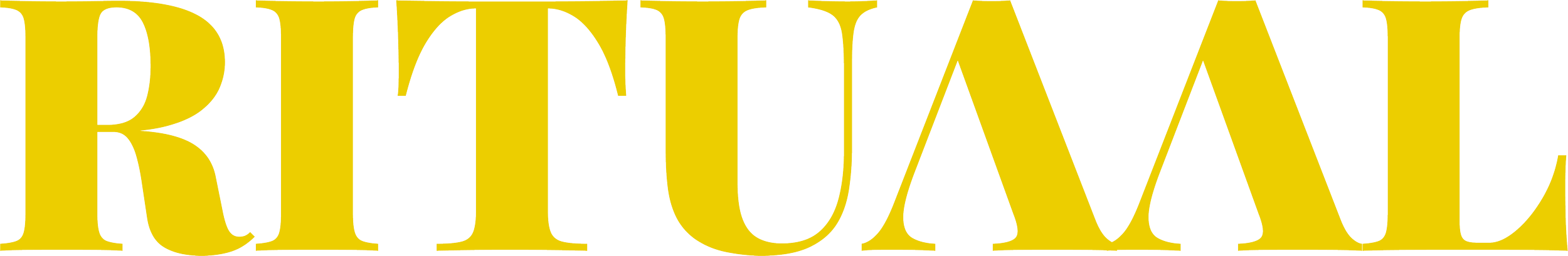 Close-up of the word 'Rituaal' in large, yellow text on a black background.