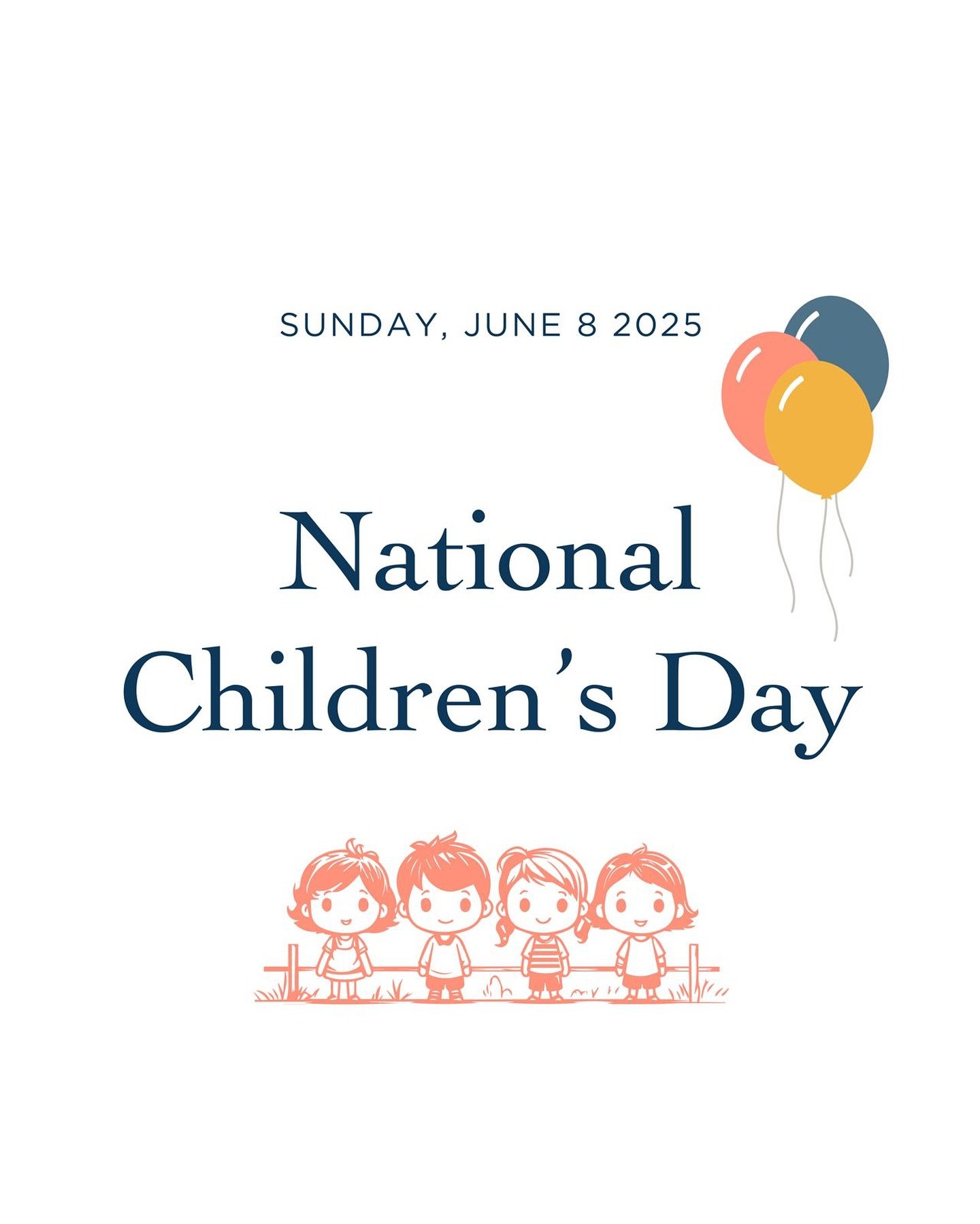 National Children&rsquo;s Day - June 8th 🎈

This Sunday marks National Children&rsquo;s Day &ndash; a special time to celebrate the incredible children in our lives and recognize their vital role in our communities! 💕 

🎉 Why This Day Matters
Nati
