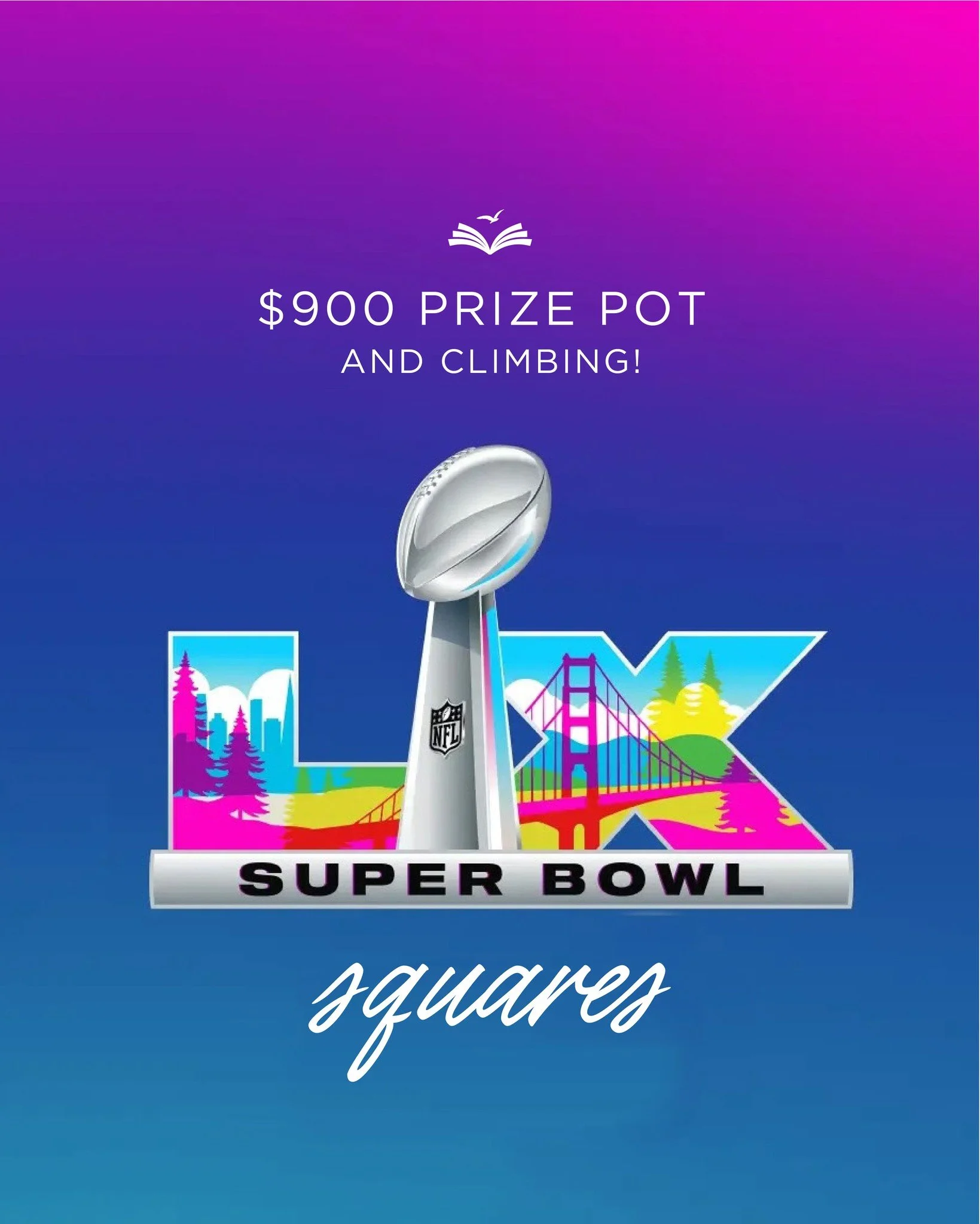 The Wingspan Super Bowl Squares are HERE! 🏈

$900 PRIZE POT AND CLIMBING!

This isn't just about watching the game from the sidelines&mdash;this is YOUR shot to turn every touchdown into REAL, life-changing cash!

The pot keeps growing. Your odds wi