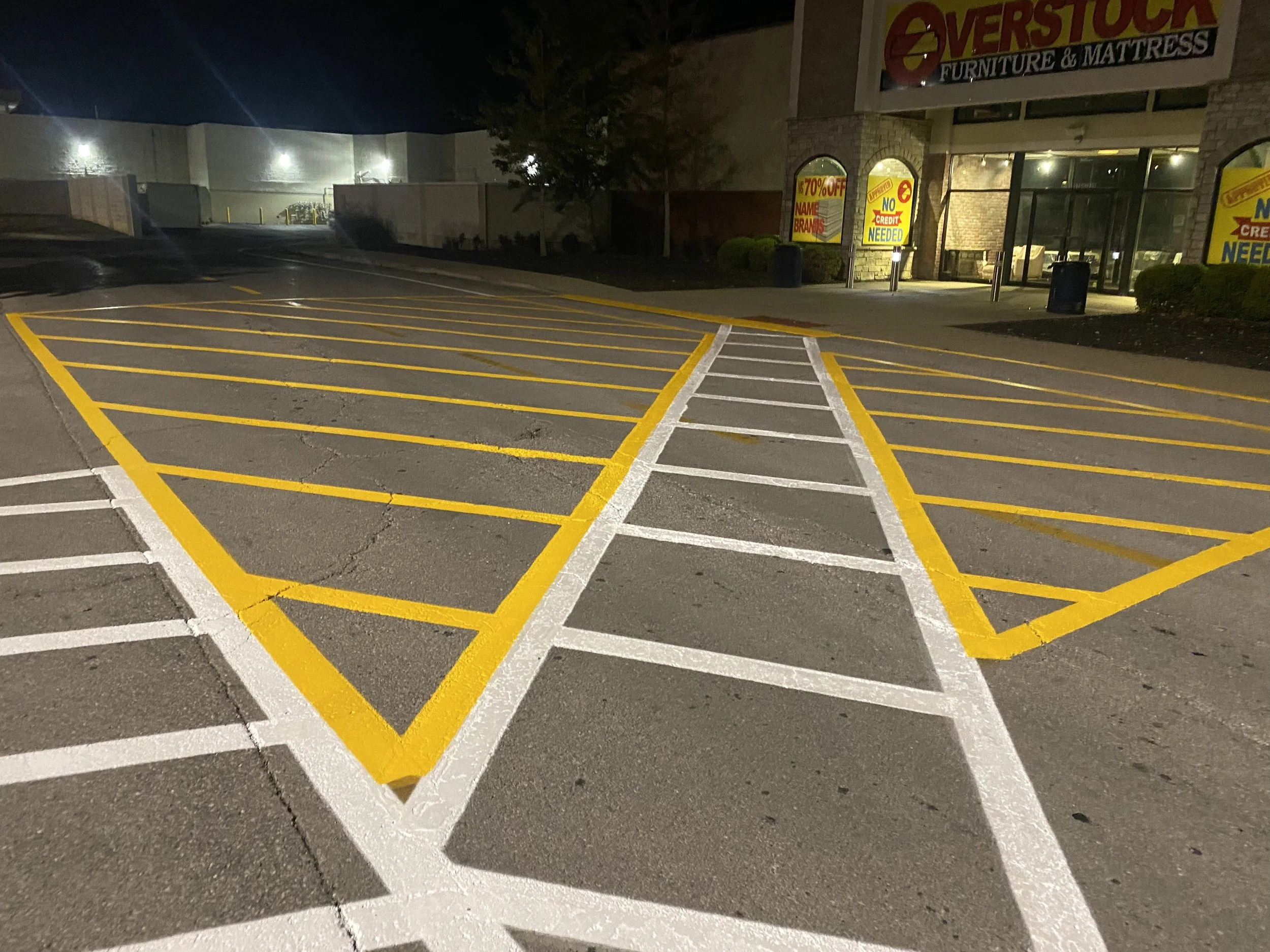 zone striping and clear, straight, line work for walk ways done by DMI flooring