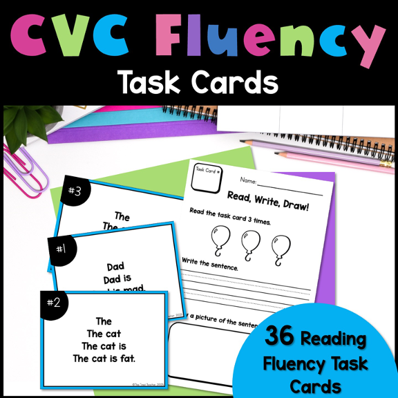 CVC Fluency Pyramid Task Cards