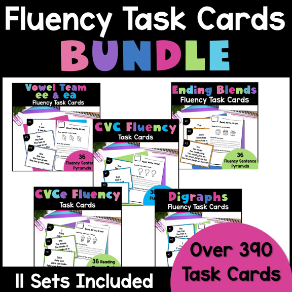 Fluency Pyramid Task Cards Bundle for K-2