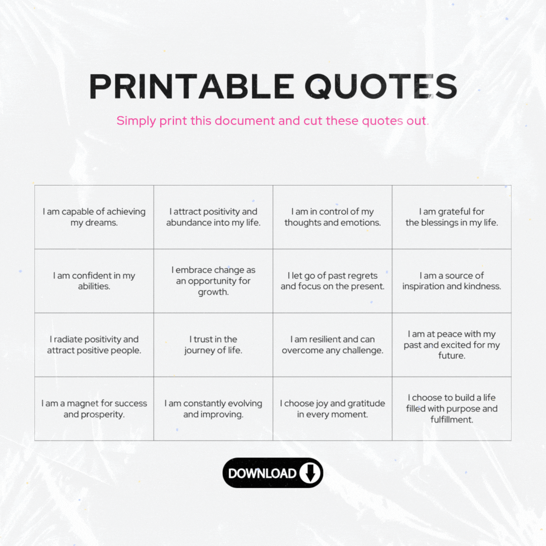 Black And White Simple Minimalist Life Success Positive Affirmations Table A4 Document (Instagram Post) (5).gif