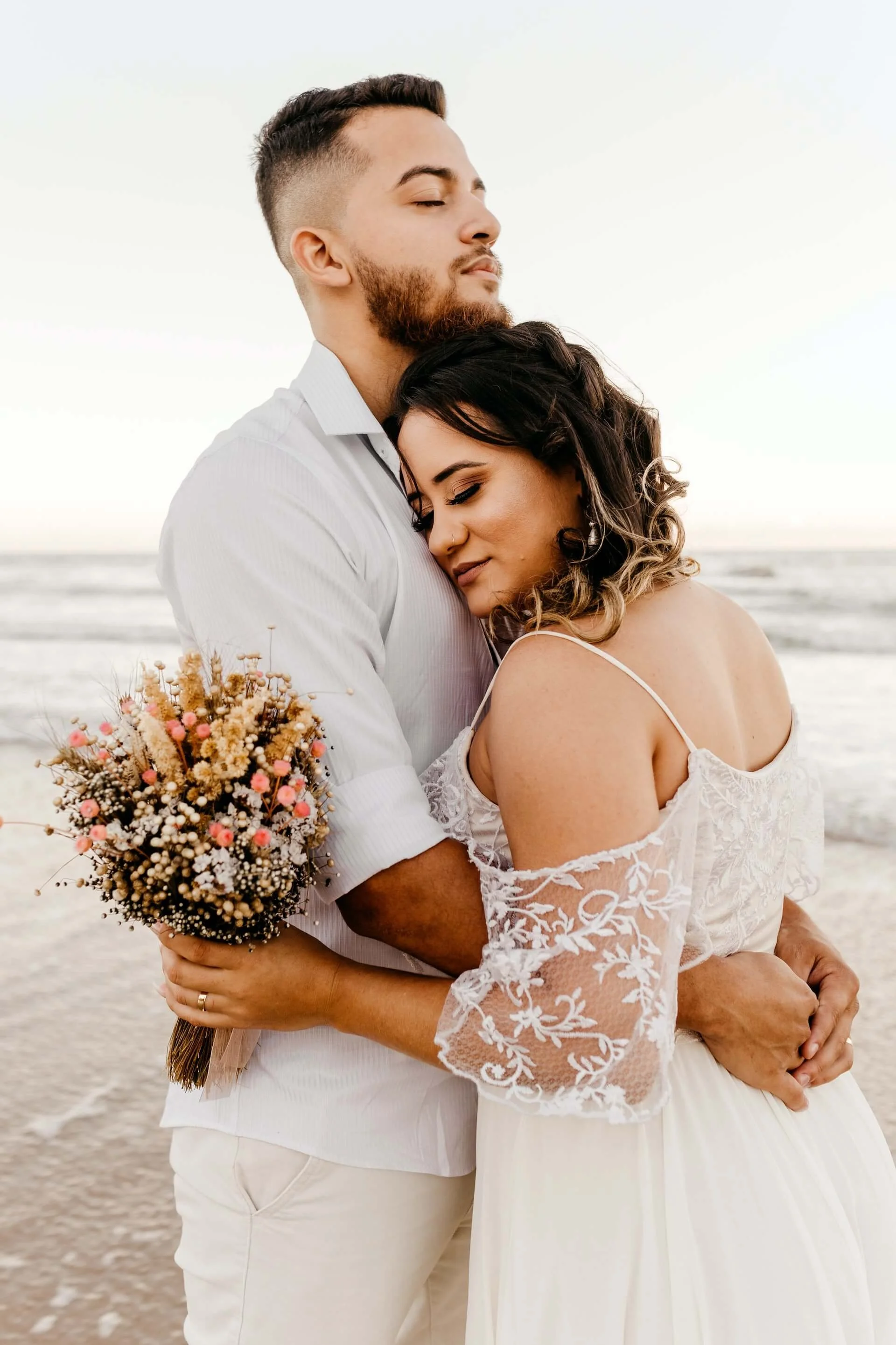 Wedding couple romantic shoot on beach