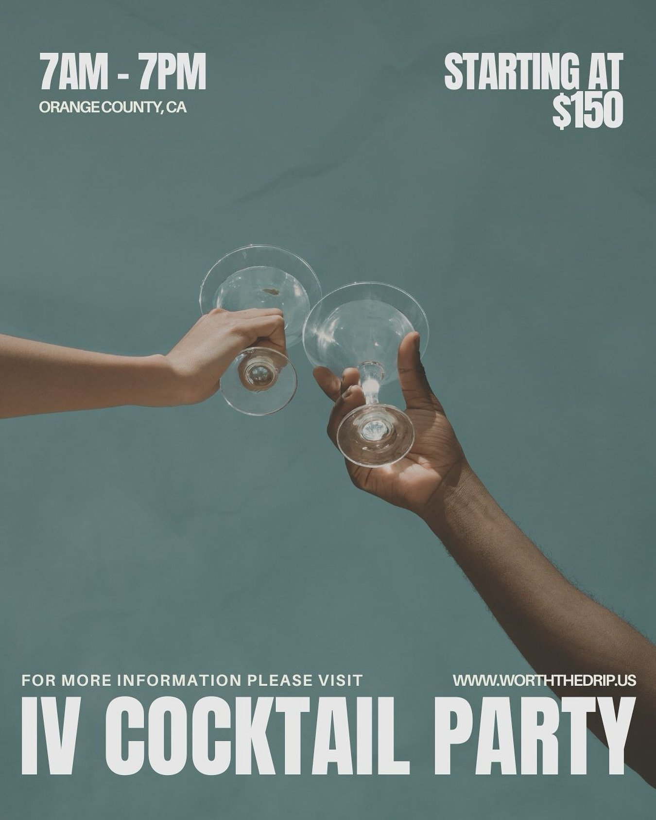 Elevate your party experience by hosting an IV Cocktail Party with Worth the Drip! Whether it&rsquo;s a brunch, celebration, or just some well-deserved self-care, we&rsquo;ve got you covered! 

Visit www.worththedrip.us for more info and to book your