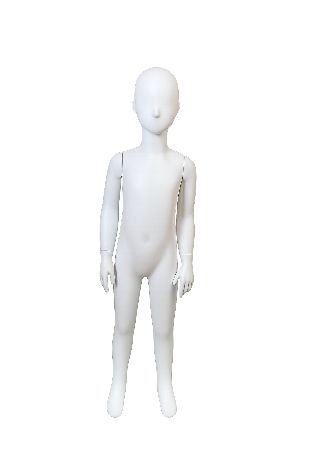 A white mannequin standing against a colorful, glitchy digital background with red, blue, purple, and green streaks.