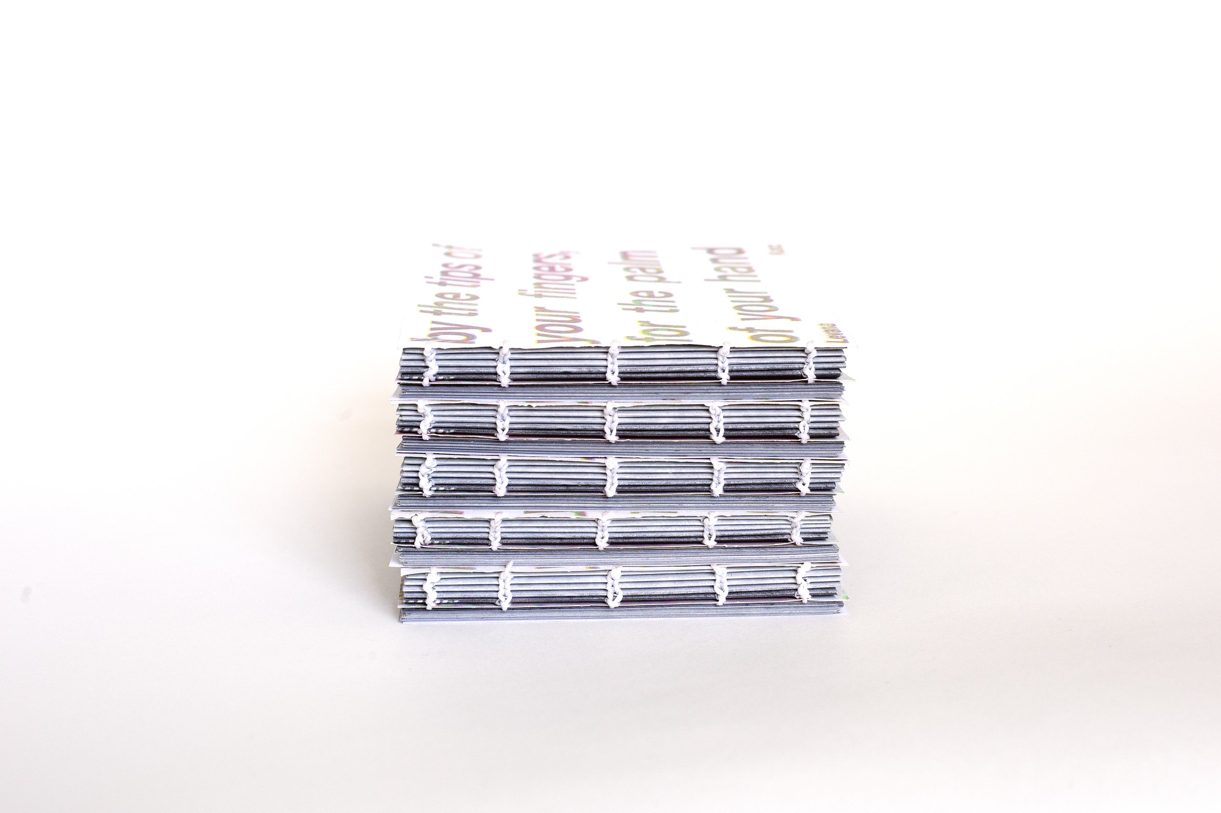 By the tips of your fingers, for the palm of your hand, 2026. 
Edition of 50 artist books.
Risograph cover, injet-printed inner pages, dos-a-dos coptic-stitch binding.

Translated from English by Adèle Rico-Lamontagne, edited by Nina Katz, artworks i