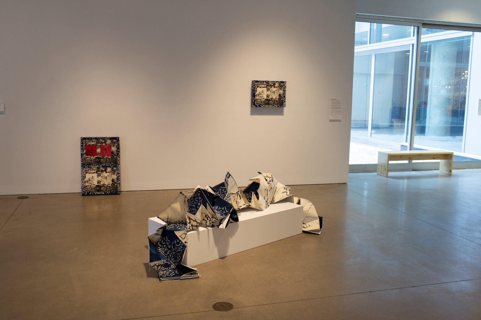 Everything is Muscle and Exists, lithography, cyanotype, and digital prints on Kozuke and Nepalese paper, mdf board, glue, thread, 2023.
Photo by Josh Jensen.