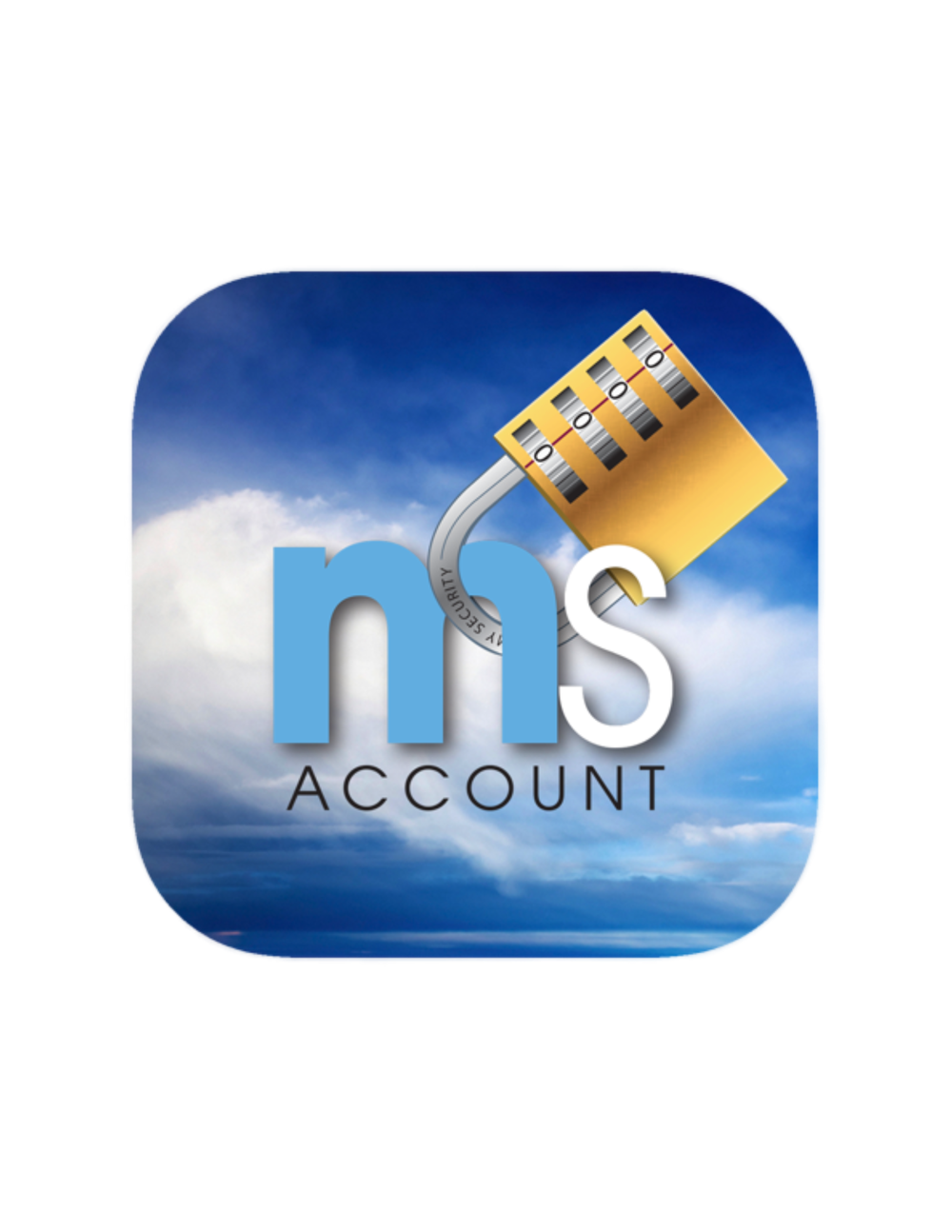 iCloud+ MySAS Account app icon with a background of clouds and a blue sky.