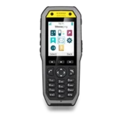 A black landline phone with a display screen and buttons.