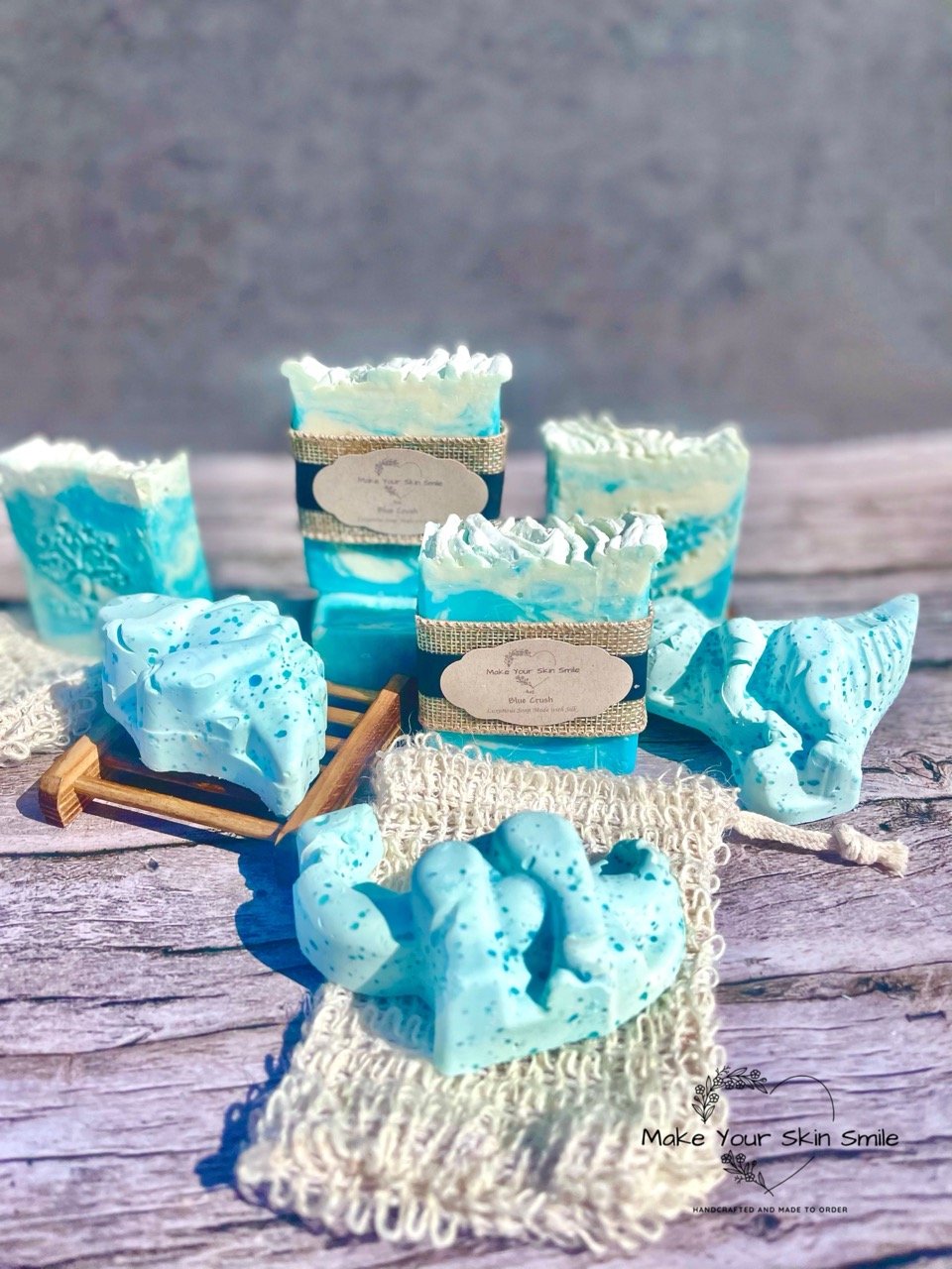 Blue Crush (soap made with Tussah Silk)—Dinosaur bars