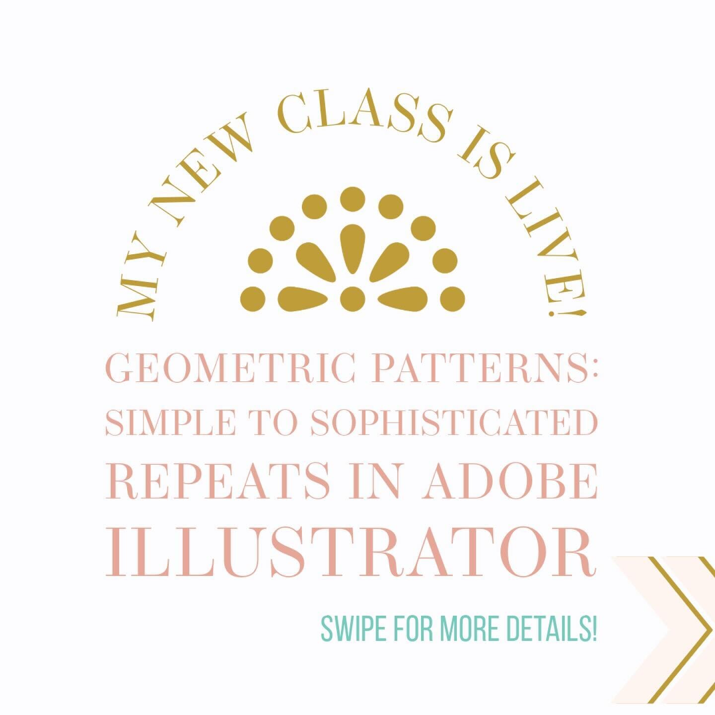 My new @Skillshare class is LIVE! Swipe for details! Class Link in bio.  Geometric Patterns: �Simple to Sophisticated Repeats in Adobe Illustrator shows you how to take basic shapes and turn them into geometric patterns in Adobe Illustrator on the de